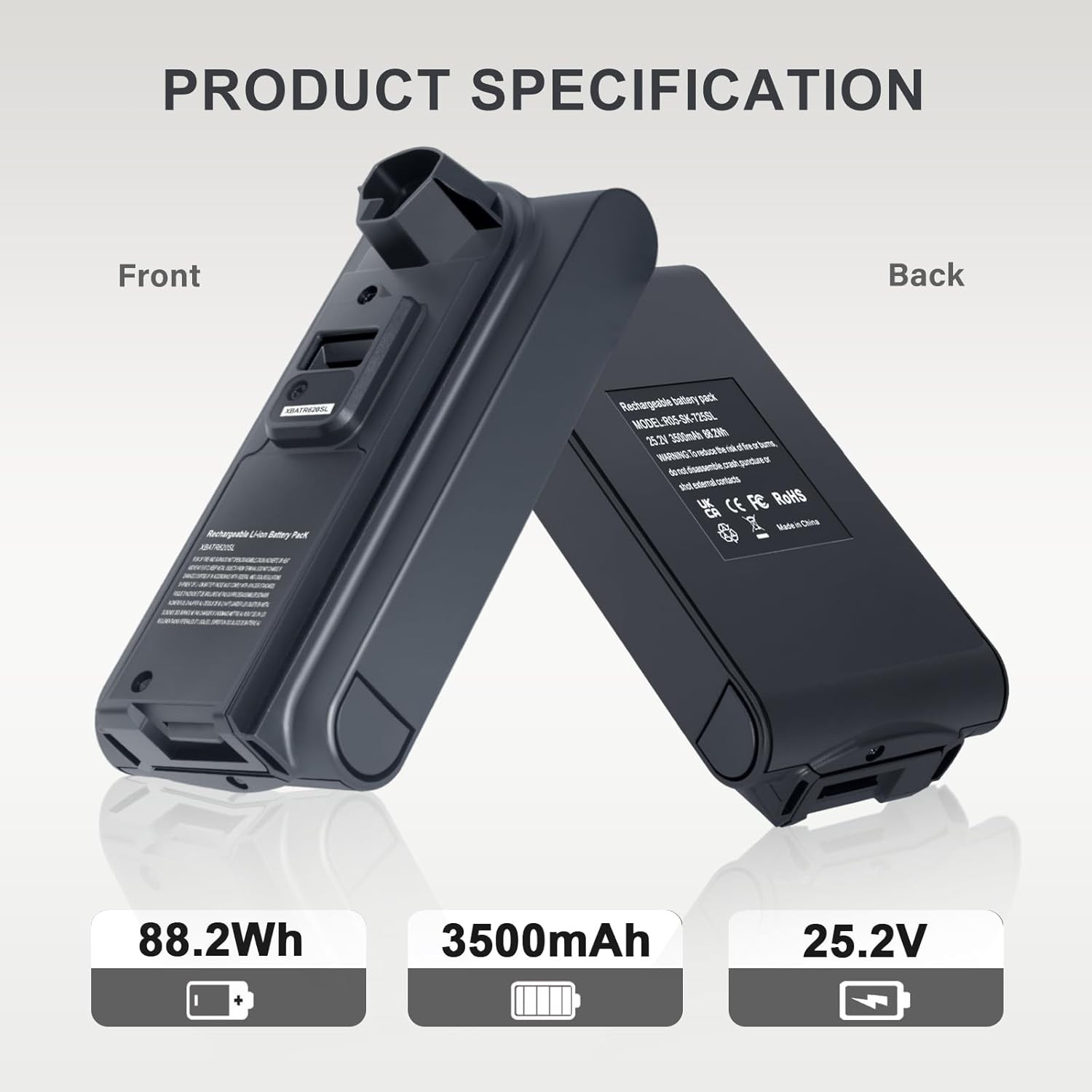 3500mAh 21.6V Replacement Battery for Shark XBATR620SL Compatible with IZ540H