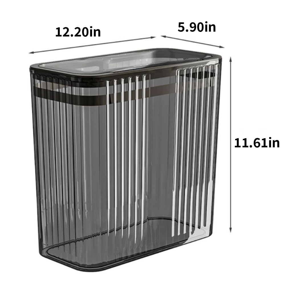15L/3.5 Gallon Clear Transparent Trash Can Press Top Lid Wastebasket Gray