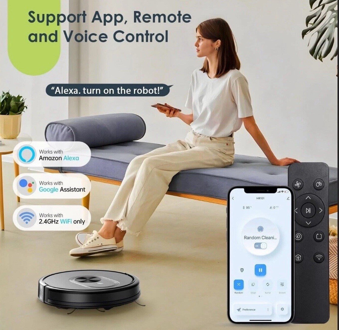 XIEBRO Smart HR101 3 in 1 Mopping Robotic Vacuum with Schedule, App/Bluetooth