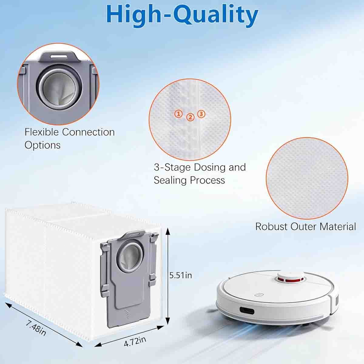 6 Pack Q Revo Dust Bags for Roborock Qrevo S / Qrevo Pro Robot Vacuum Cleaner