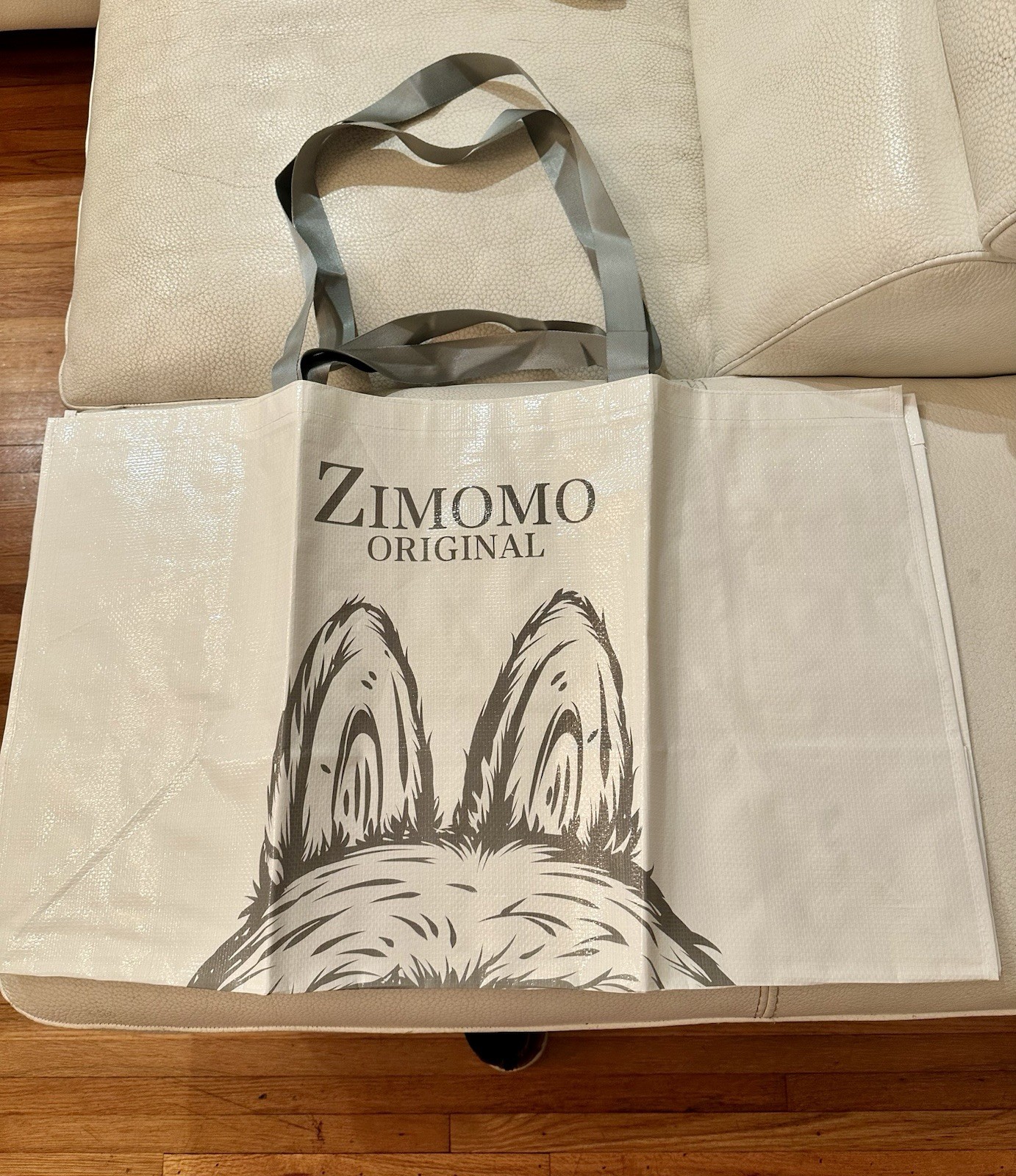 POP MART Foldable Reusable Shopping Tote Zimomo I Found You White Gray Handles