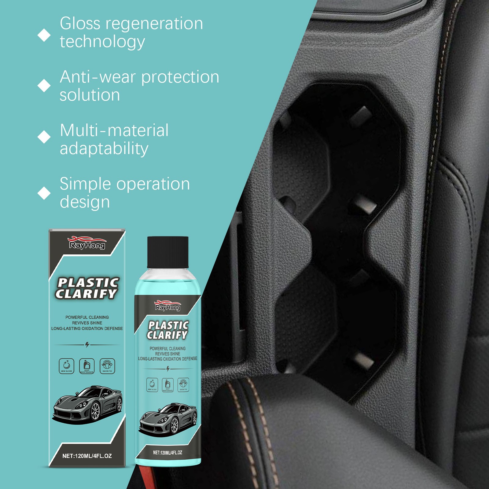 Plastic Clarify,Plastic Clarify For Cars,Waterless Spray Wax,Rubber,Detailer