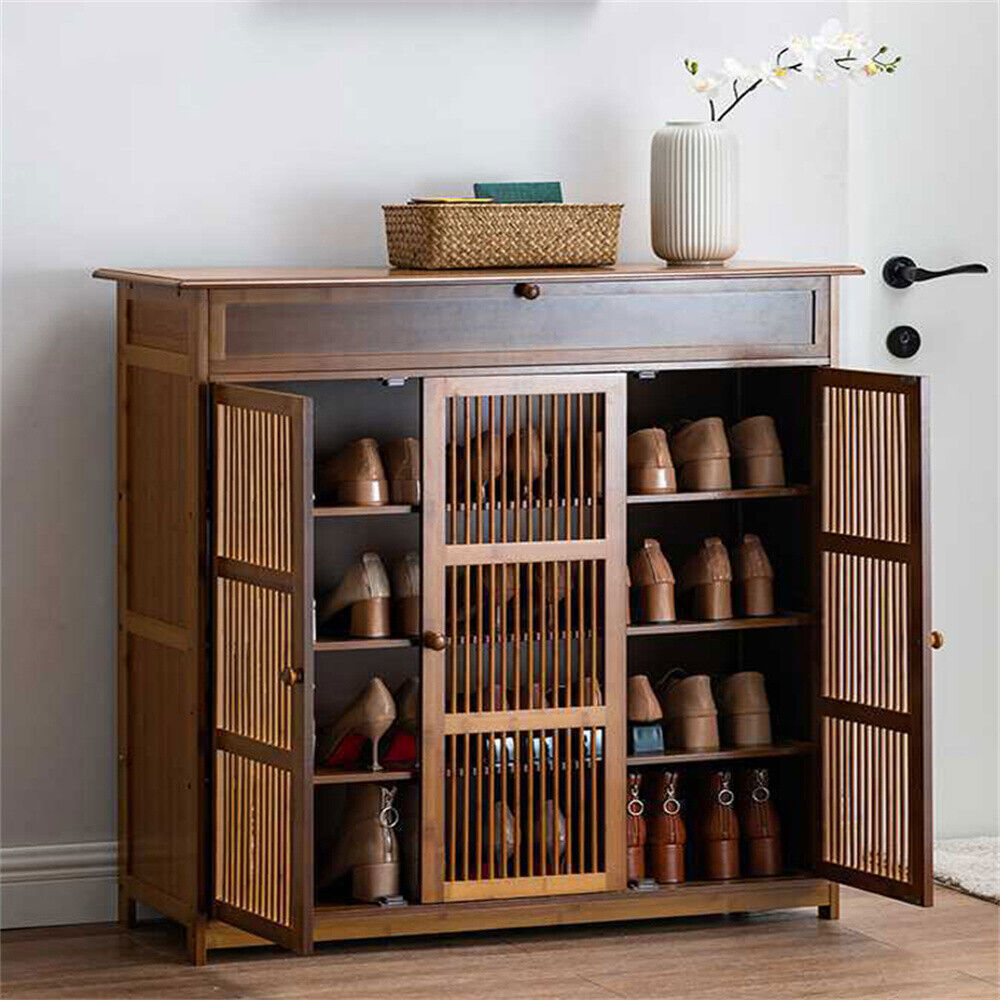 Large Wooden Shoe Cabinet Storage Cupboard Unit Shoe Rack Housekeeping Organiser