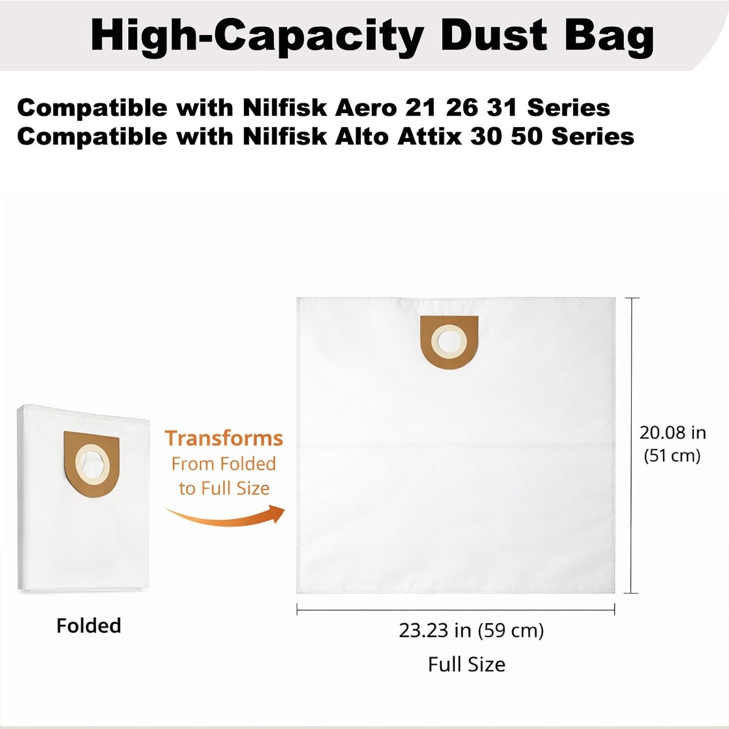 6PCS Replacement Dust Bags Compatible with Nilfisk Alto Aero 26 21 31 Attix 30
