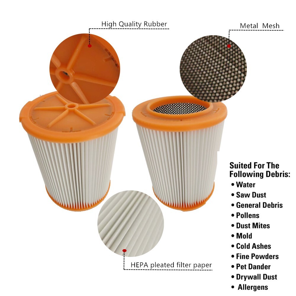 1 pcs VF8000 Pleated HEPA Filter for RIDGID Most 5-16 Gallon Wet Dry vacuums