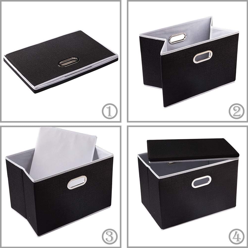 Versatile Large Storage Boxes – 37L Capacity Minimalist Design in Black [5-Pack]
