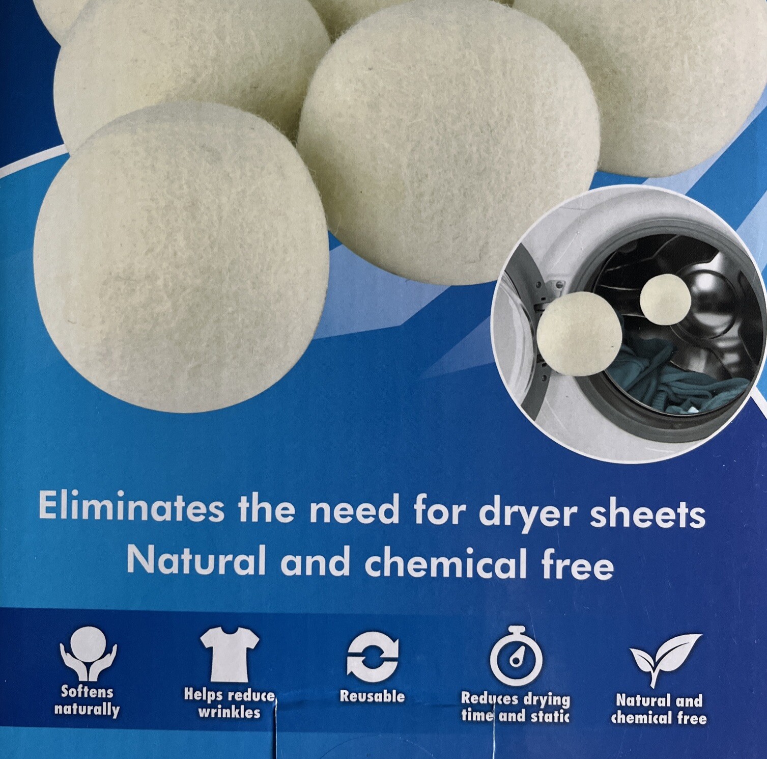 Total Vision Wool Dryer Balls Natural Fabric Softener Set Of 6 Reduces Wrinkles