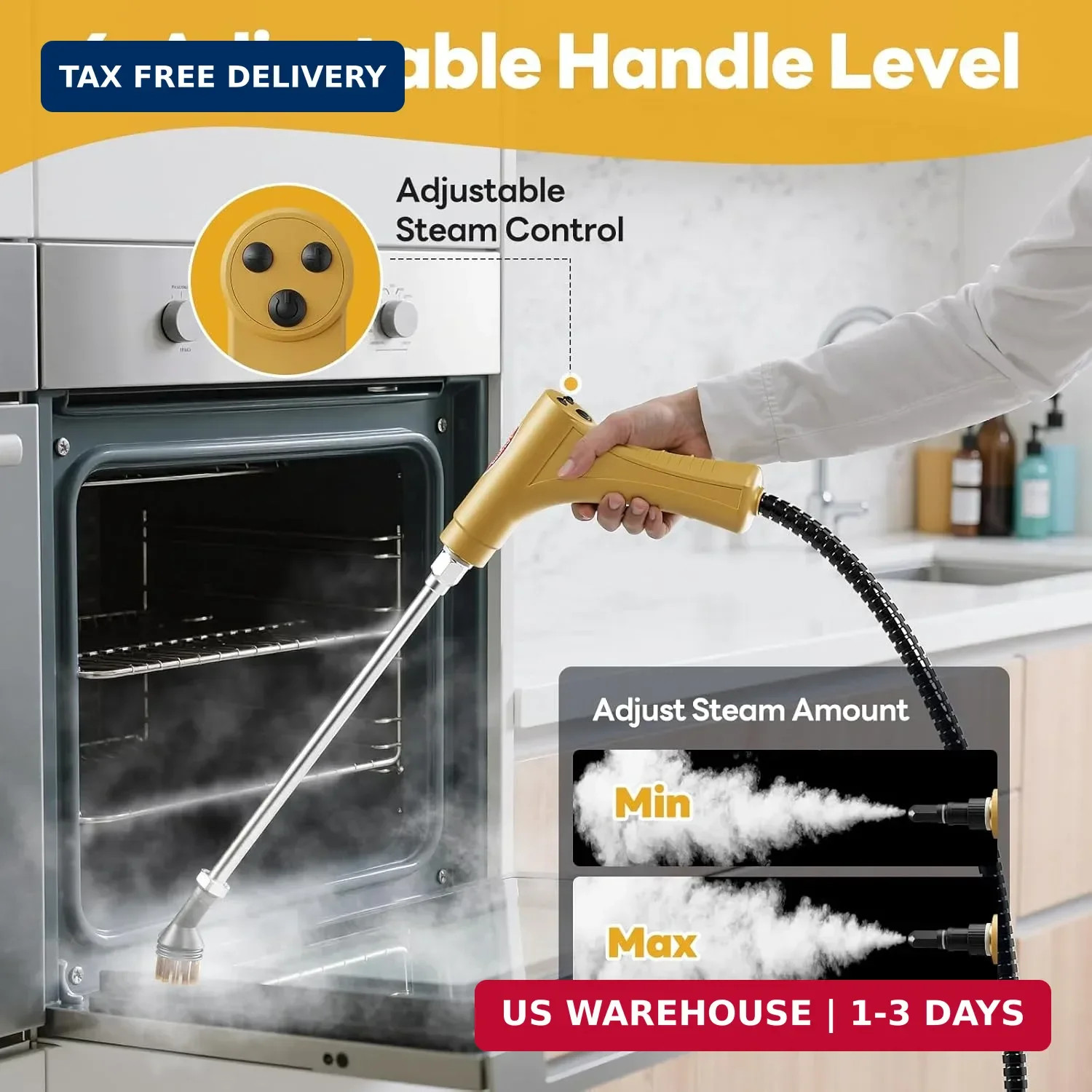 Fast Heating Handheld Steam Cleaner – 15-in-1 High Pressure for Home & Car