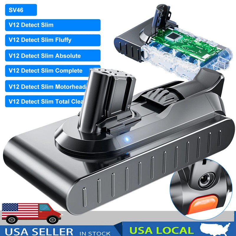 6/8/9.0AH For Dyson V12 Detect Slim Absoulte SV46 Battery Replacement 965470-01