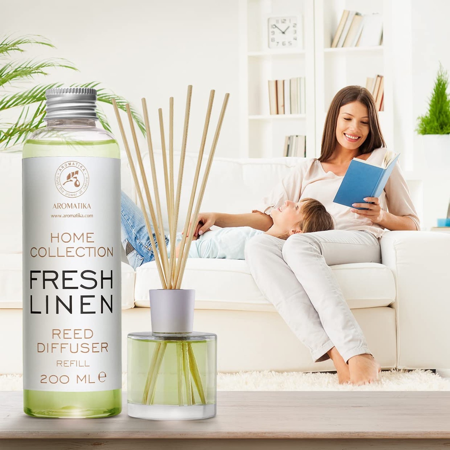 Reed Diffuser Refill Fresh Linen 6.8 Fl Oz (200ml) – Room Diffuser Refill – H…