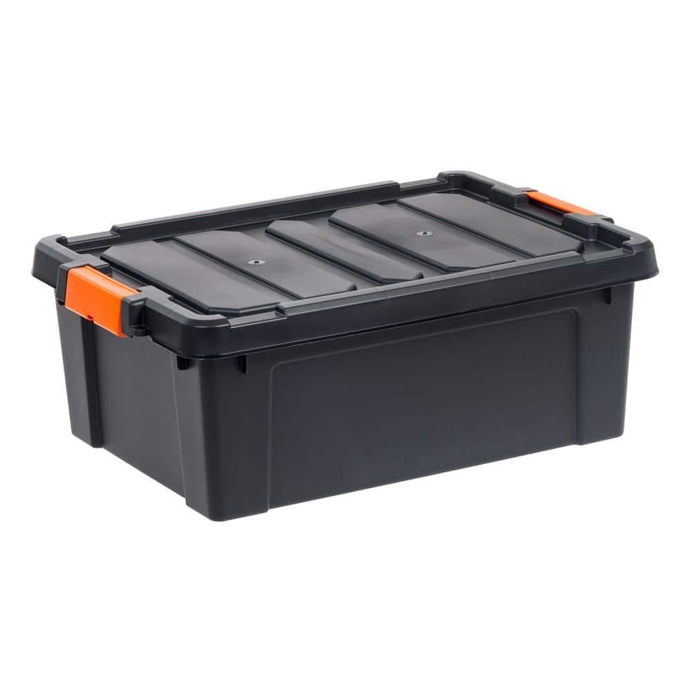 12 Gal Heavy Duty Stackable Storage Tote with Latching Lid Black