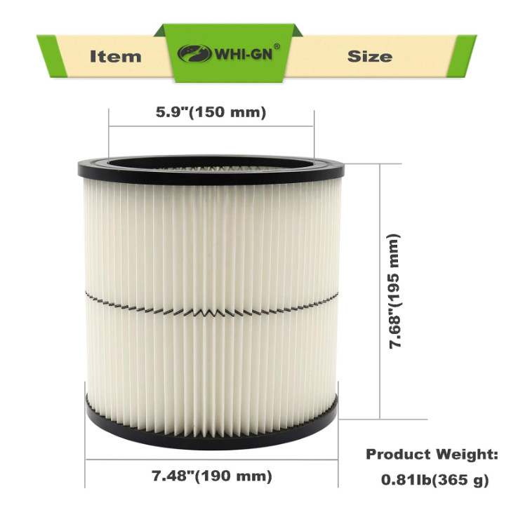 2 Pack Vacuum Cartridge Filter Replacement for Craftsman Shop Vac Filter 9-17884