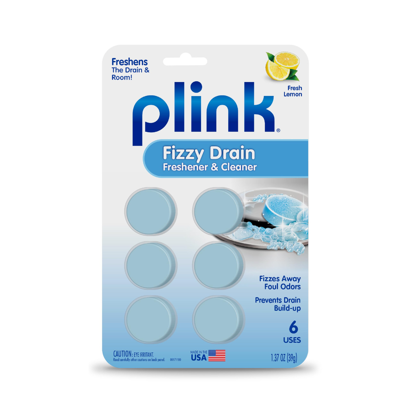 Lemon Drain Freshener Tablets 6 Count Fizzing Odor Eliminator For All Drains