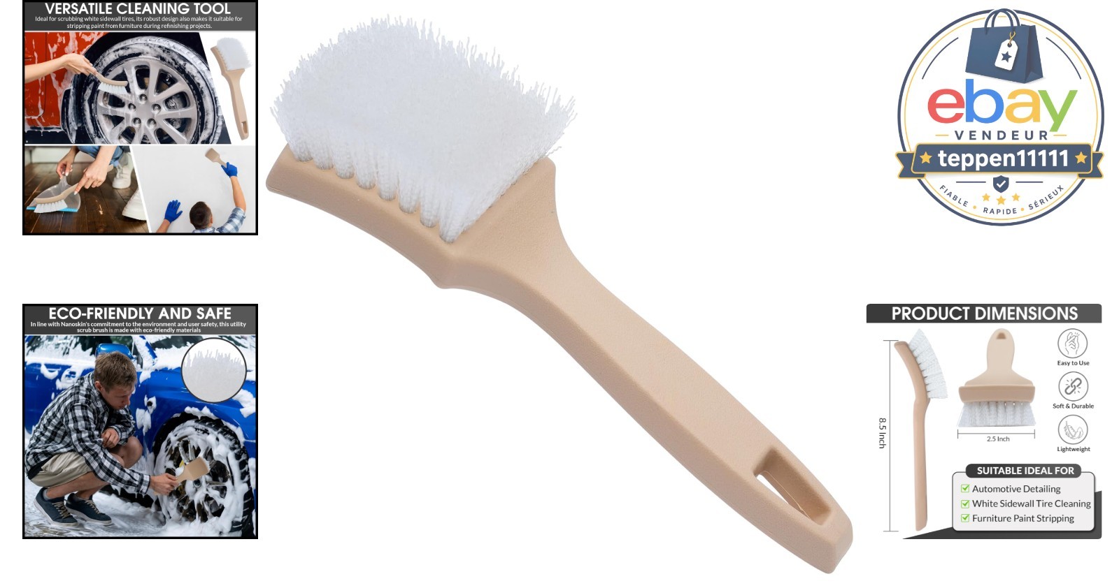 5 Inch Nylon Utility Scrub Brush – Heavy Duty Bristles, Ergonomic Handle