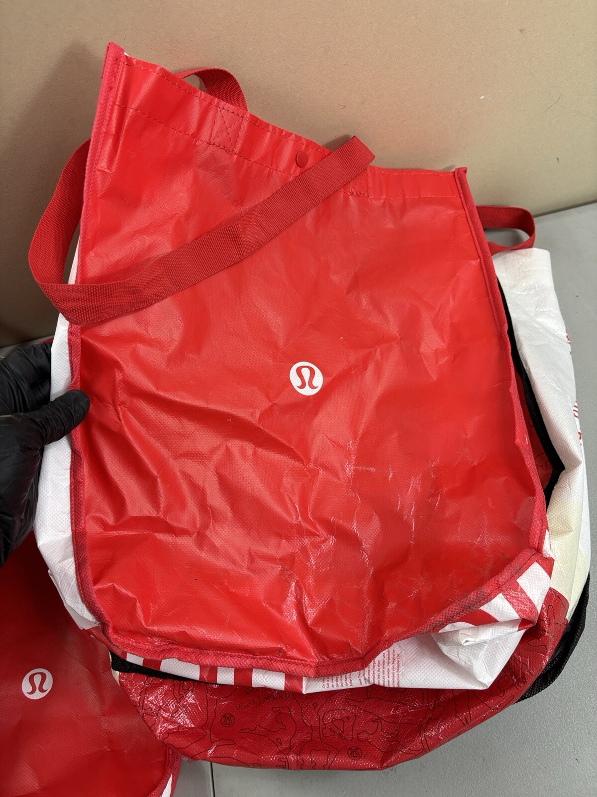Lululemon Tot Bag Lot Reusable Shopping Small Med Lg Ref Gray Black White Lot 8