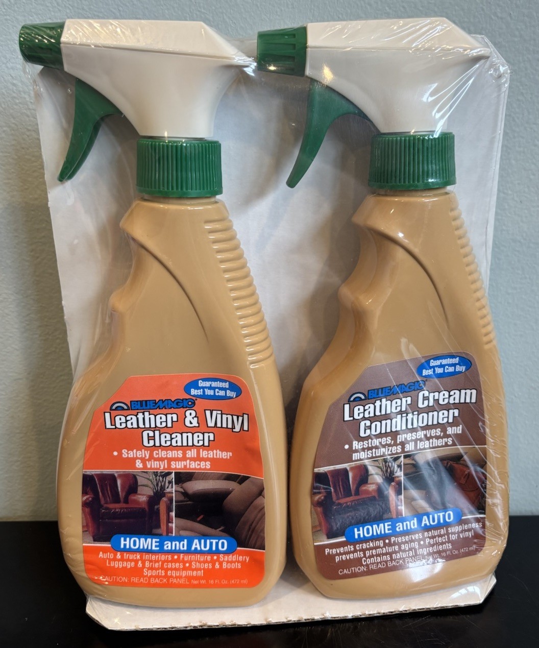 VTG Blue Magic Leather & Vinyl Cleaner Leather Cream Conditioner Home Auto 16 Oz