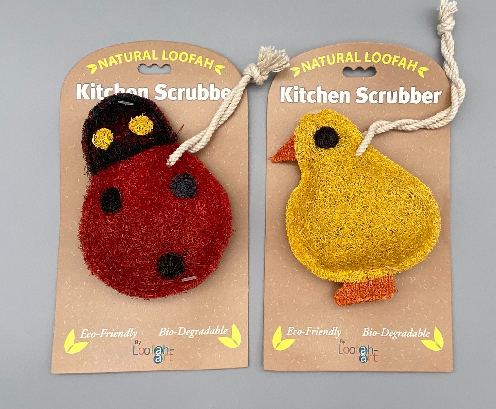 Loofah Kitchen Scrubber Pads set of 2 Eco-Friendly Bio-Degradable Natural CUTE