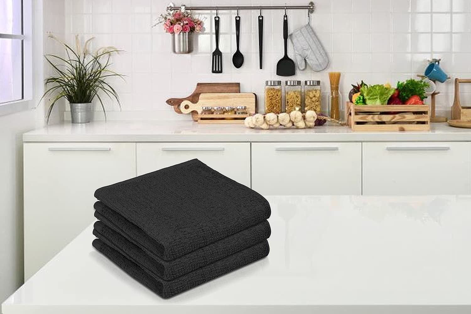 Bar Mop Grey Ribbed 16×19 Pack Of 24 100% Cotton Absorbent Kitchen Towel Dish To