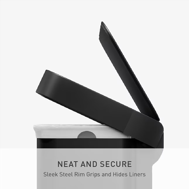 simplehuman 55L rectangular step can with liner pocket matte black steel
