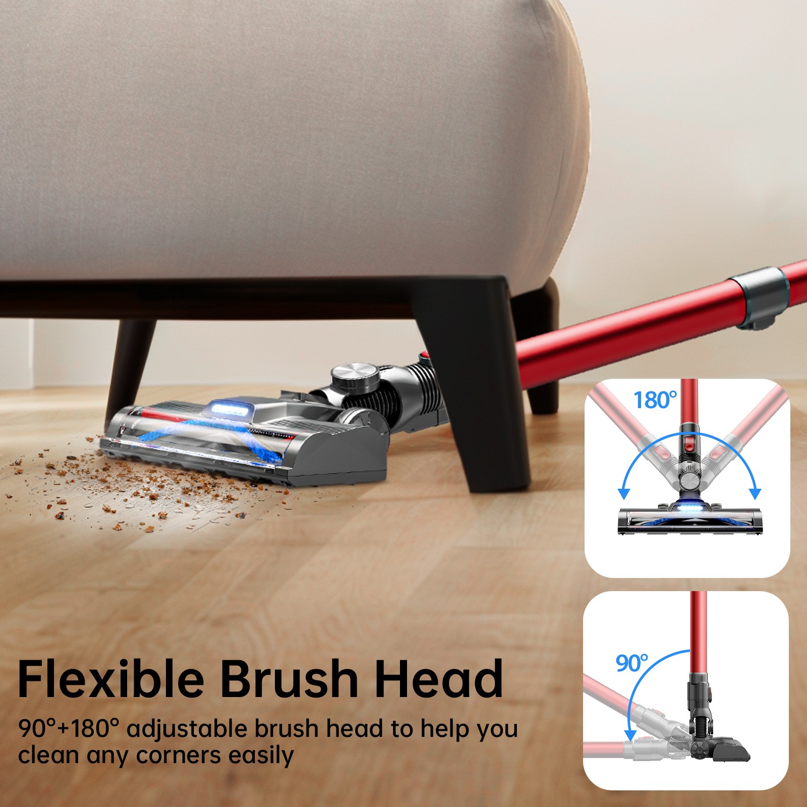 150W Cordless Vacuum Cleaner 45min Stick Lightweigh Rechargeble Pet Hair