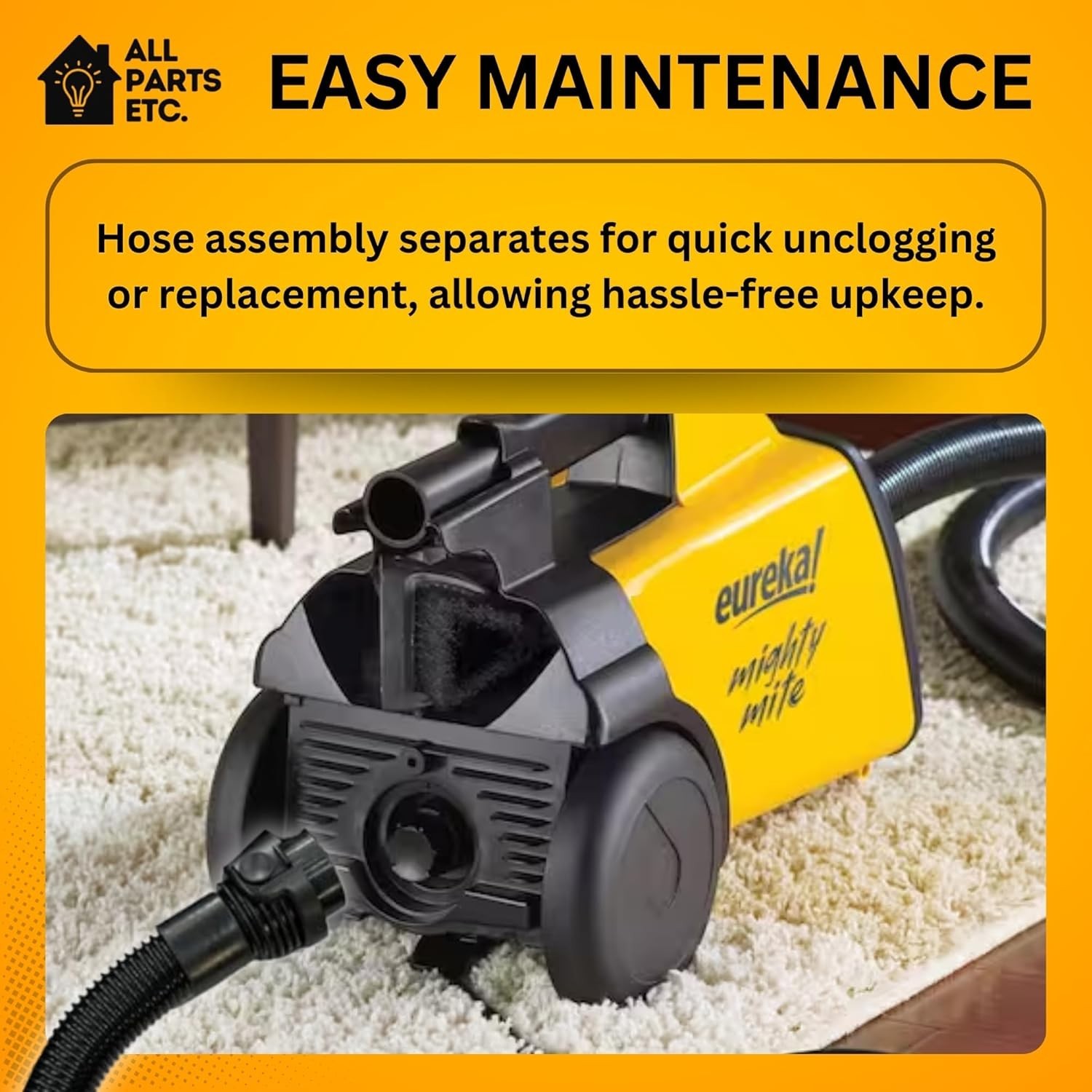 ALL PARTS ETC. Replacement Hose Compatible with Eureka Mighty Mite Canister Vacu