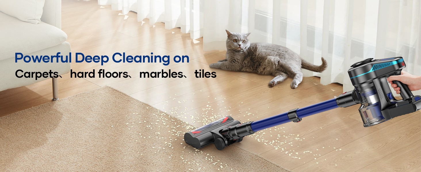 Cordless Vacuum Cleaner 55KPA Stick for Pet Hair Hardwood Wooden Floor Carpet