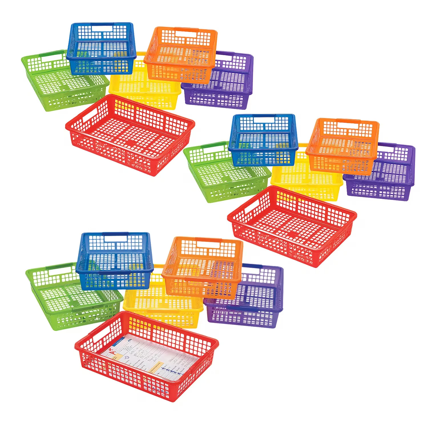 Oriental Trading Colorful Classroom Storage Baskets with Handles, 14″ x 10″ Bulk