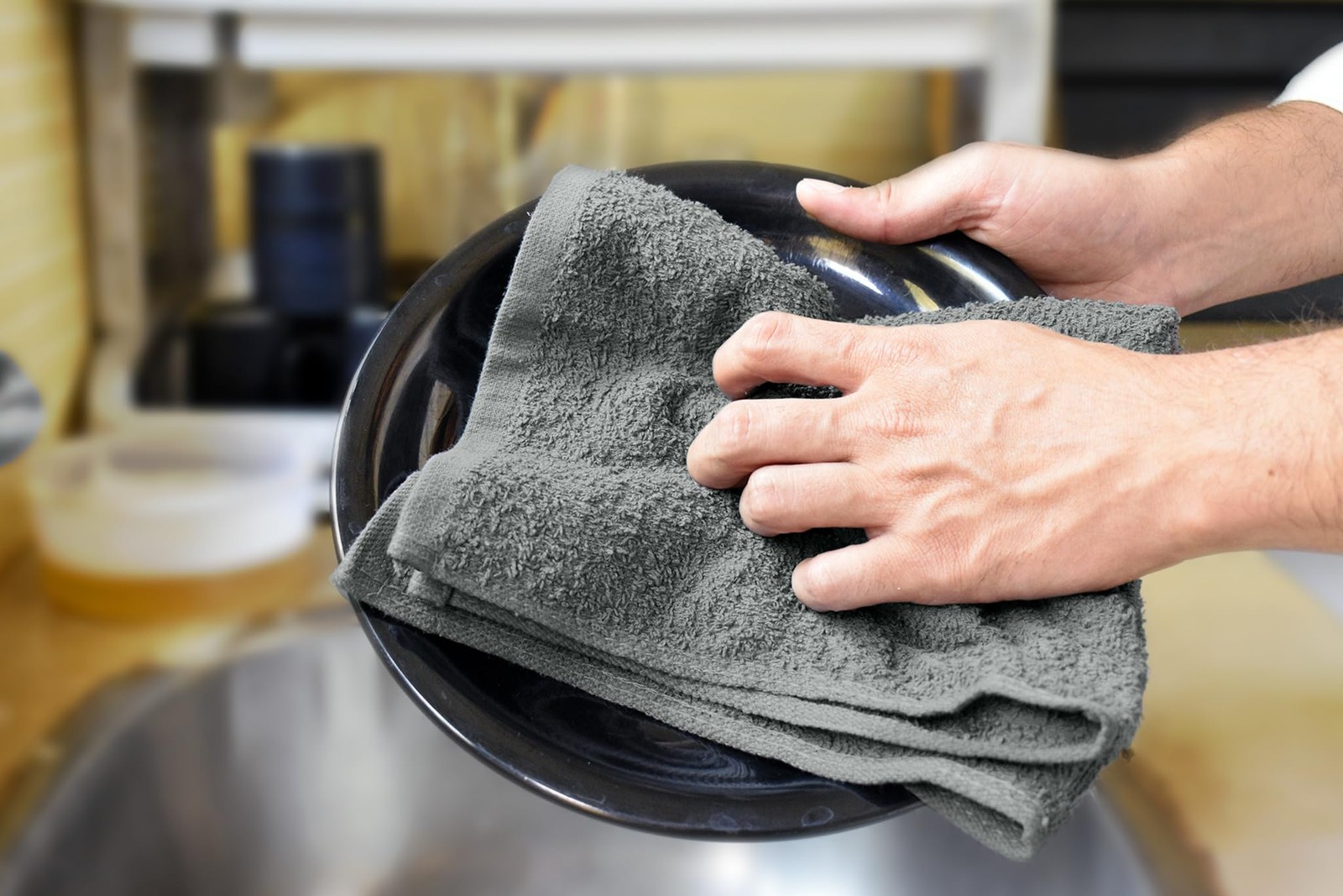 100% Cotton Bar Mop Kitchen Towels, 16×19 inches, Pack of 12, 350 GSM, Gray –…