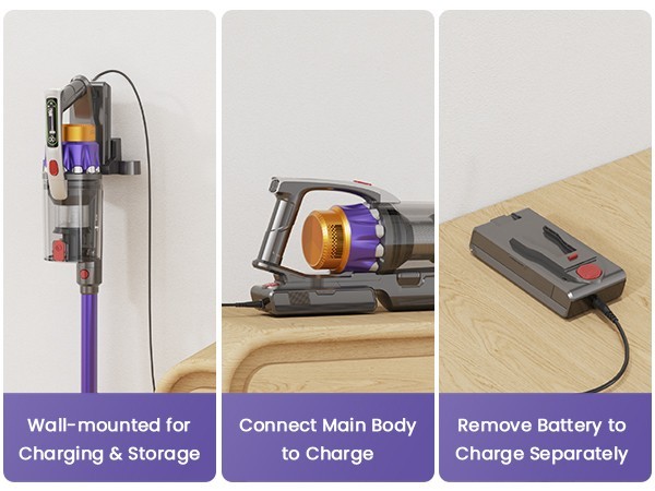 Hompany Cordless Vacuum Cleaner Self-Standing Stick 55Kpa 70min Lightweigh 650W