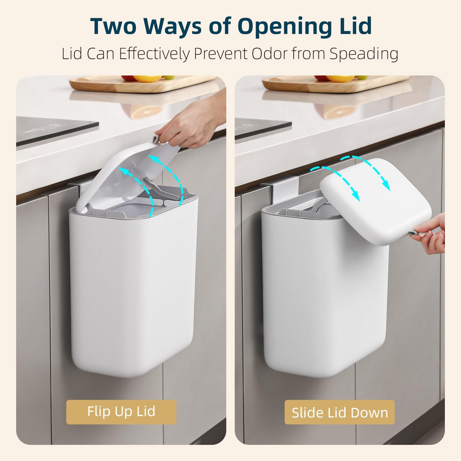 1.3 Gal 5L Matte White Hanging Small Compost Bin Countertop Under Sink