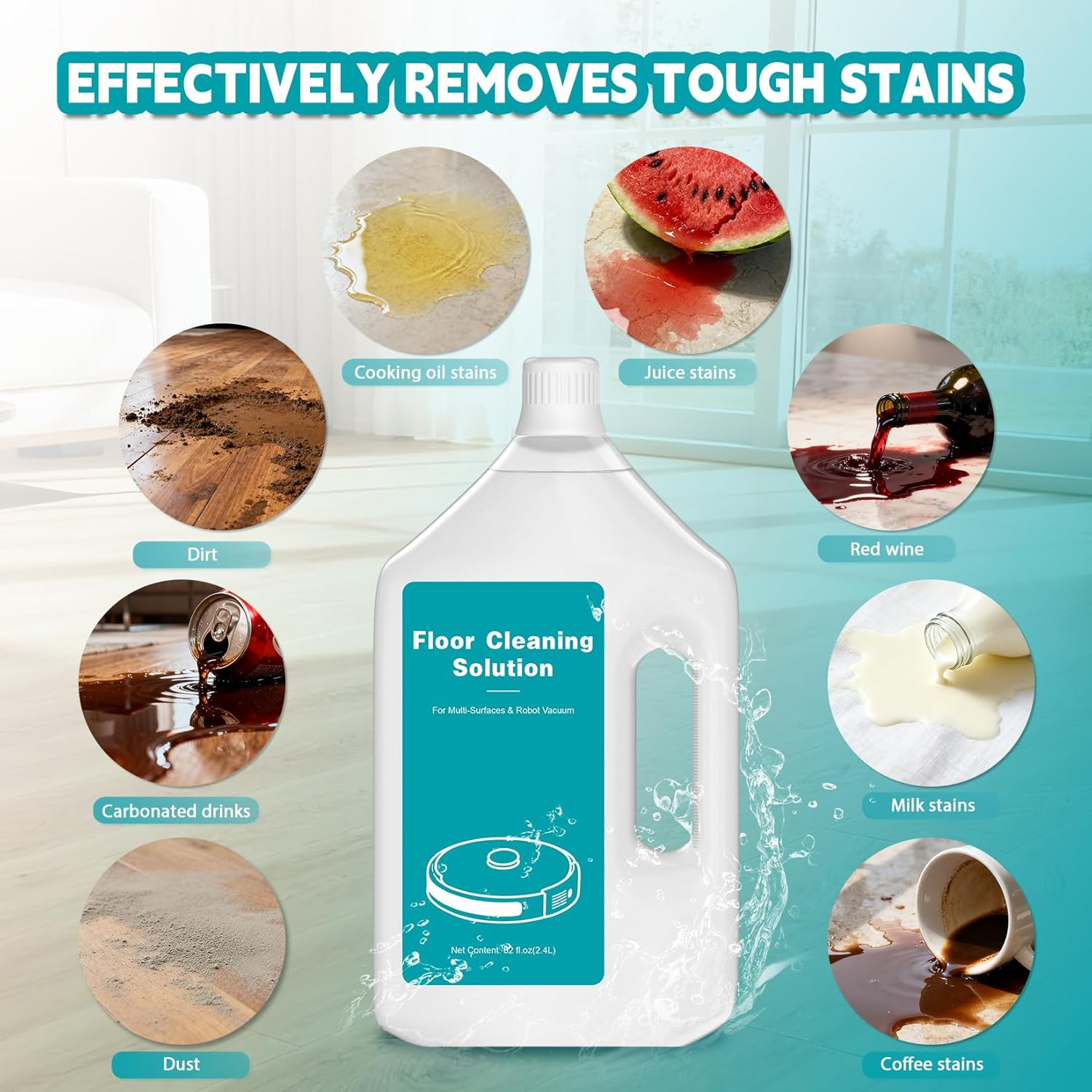 82 FL OZ/2.4 L Floor Cleaning Solution Compatible with Dreame X40/X50/L10s/L40/L