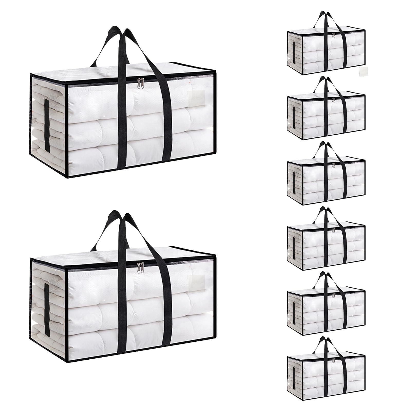 6-Pack Extra Large Heavy Duty Moving Bags, Clear Storage Bins with Tags,