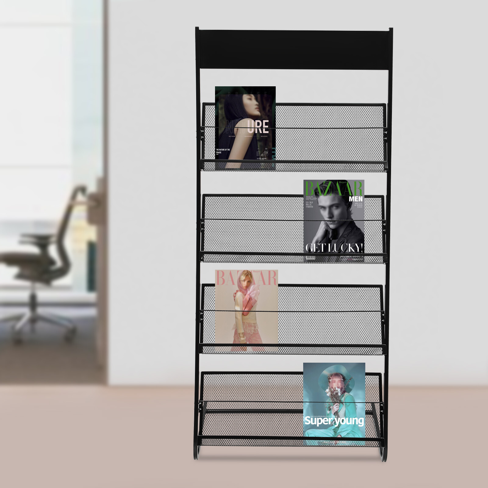 Office Newspaper Rack Magazine Stand Literature Holder Book Magazine Display