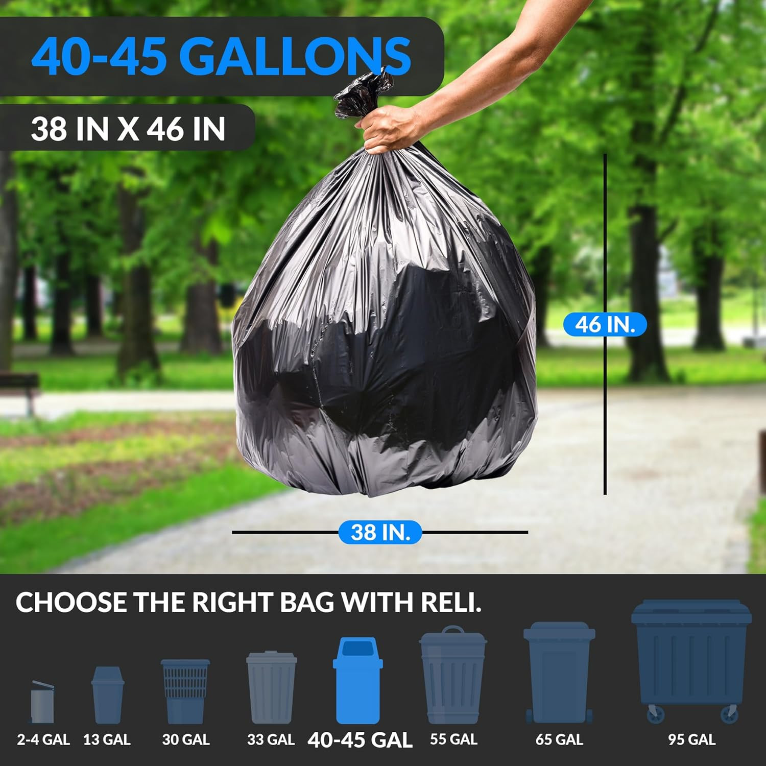 Supervalue 40-45 Gallon Trash Bags | 250 Count | Made in USA | Heavy Duty