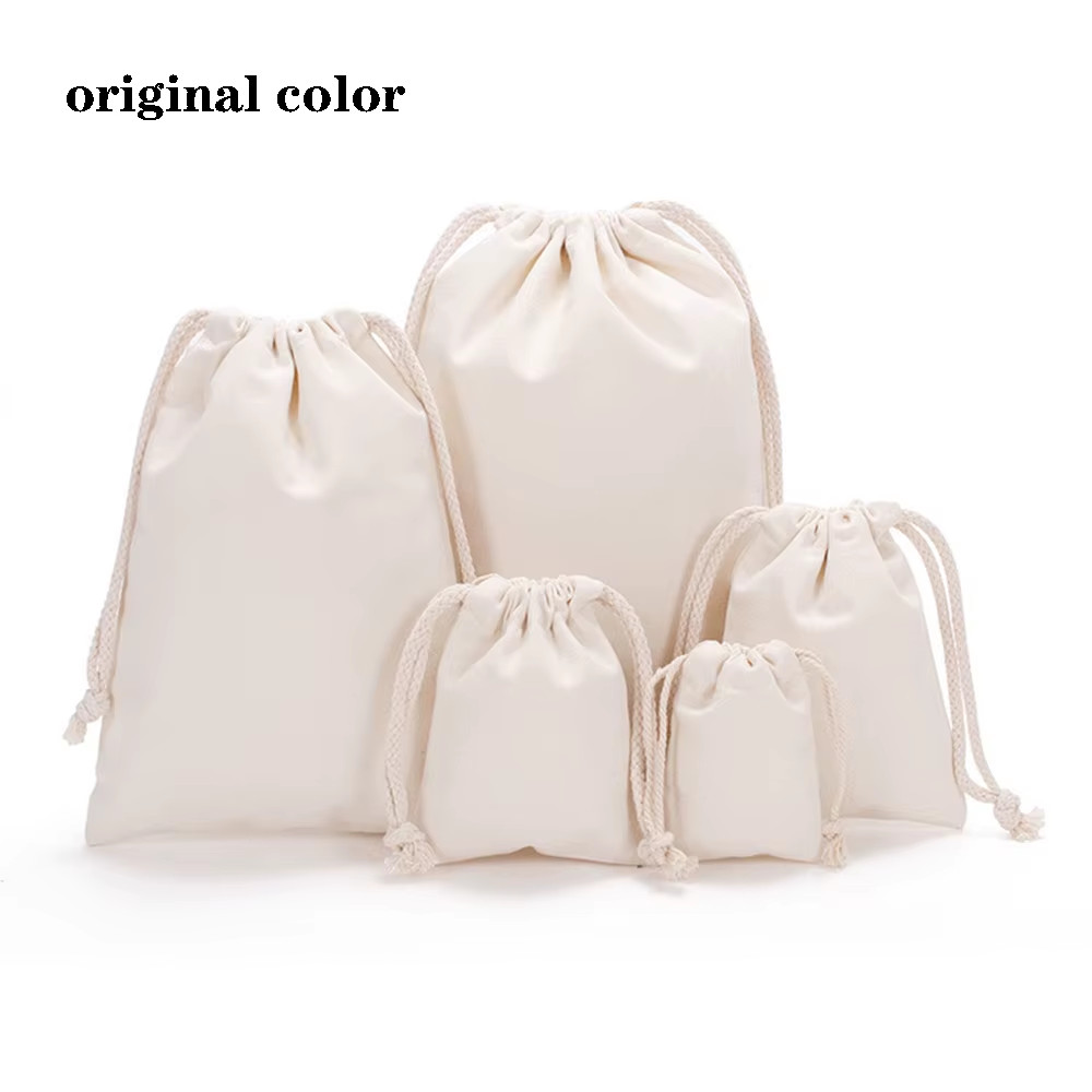 Drawstring Bag Cotton Storage Organizer Tote Portable Handbags Grocery Shopping