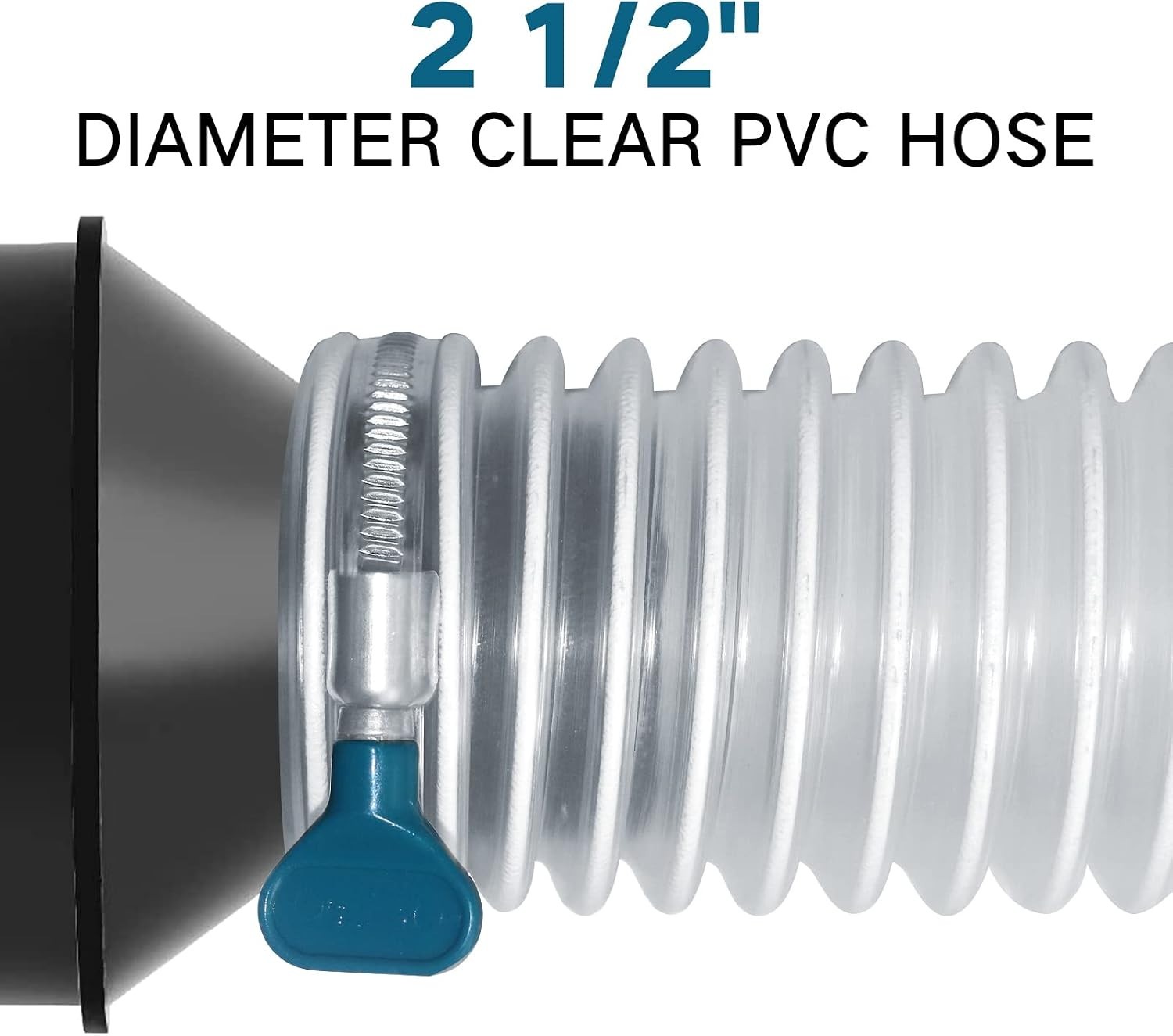 Puncture Resistant 20′ PVC Dust Collector Hose with Clear View & 4 Easy Clamps