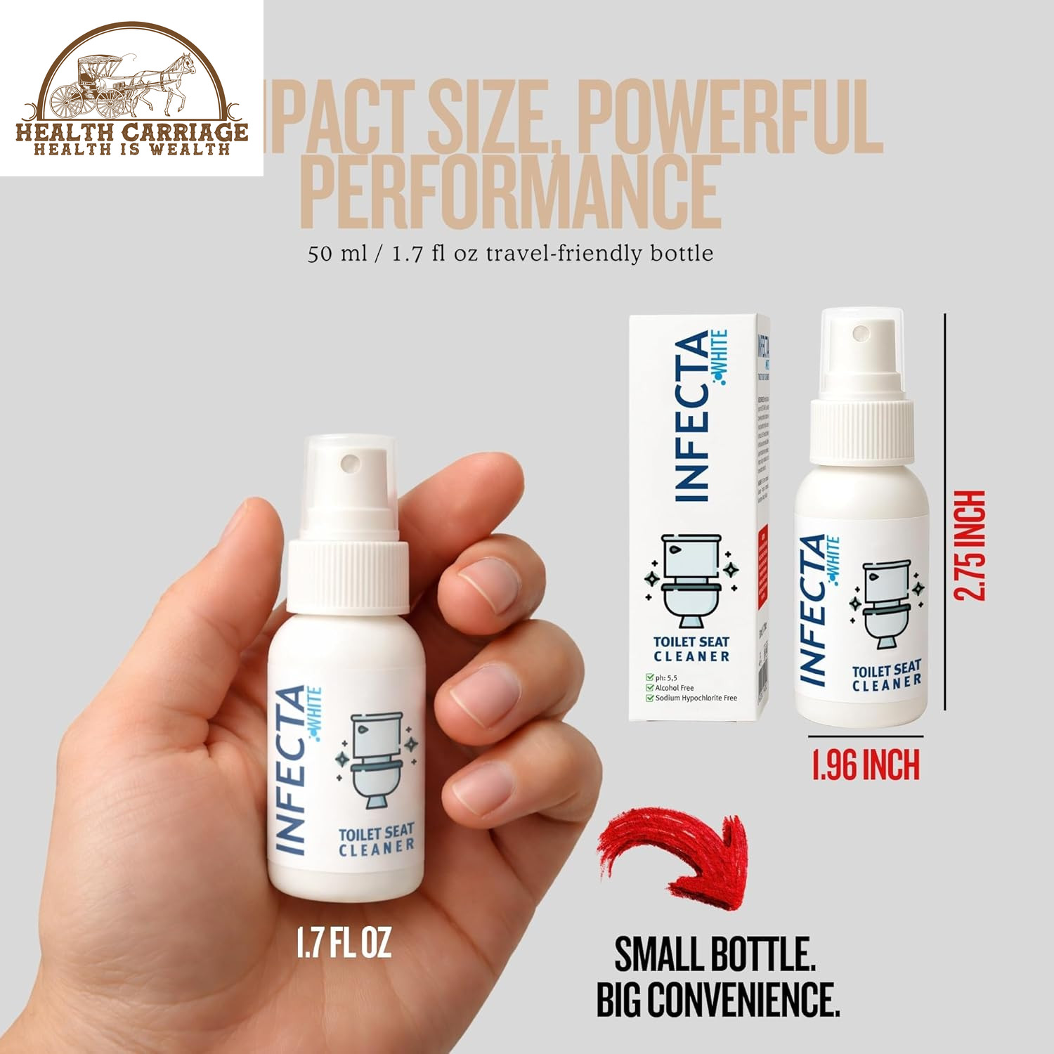WHITE – Toilet Spray, Travel Size Multipurpose Cleaning Spray (50 Ml), All Purpo