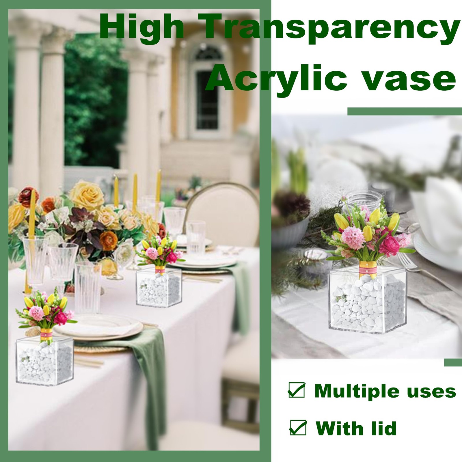 Acrylic Box Clear Display Case with Lid 4 Packs Plastick Square Cube Wedding …