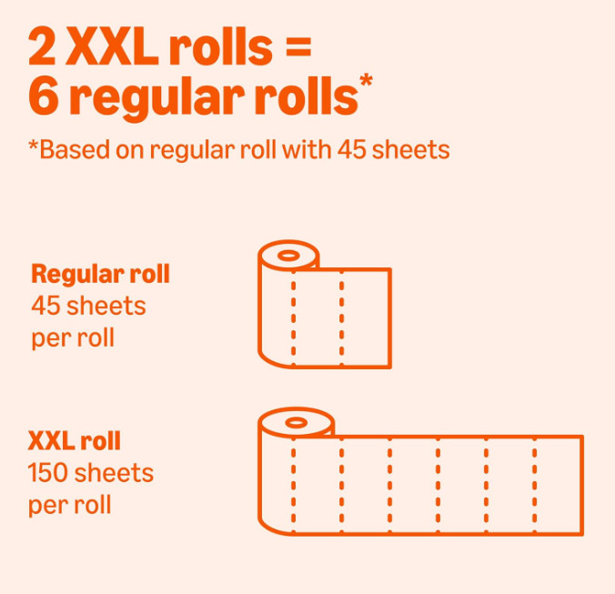 2-Ply Flex-Sheets Paper Towels, 2-Pack, 150 Sheets per Roll, 2 Basics Rolls = 6