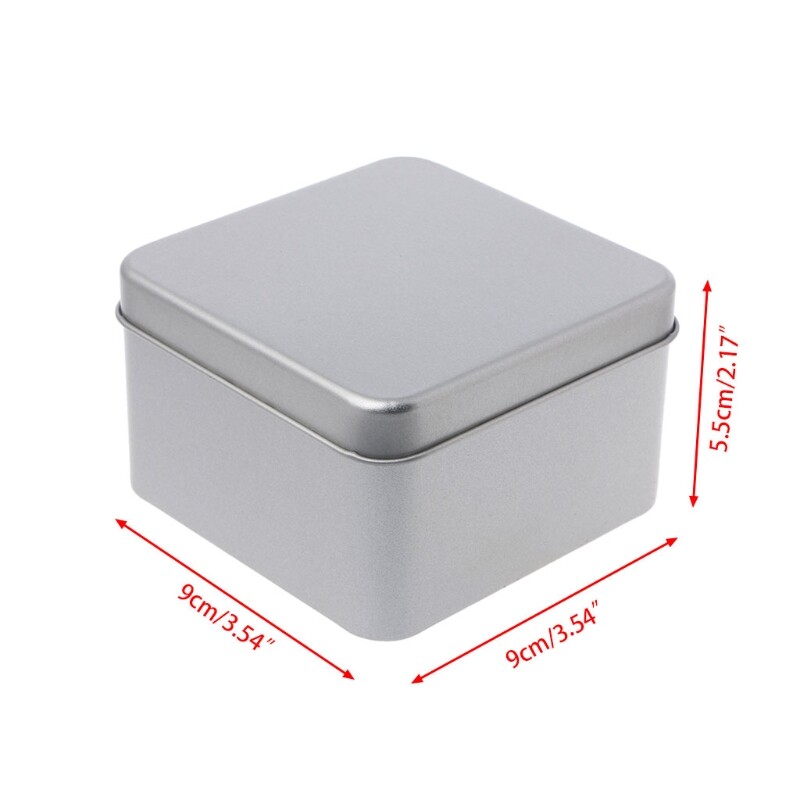 9x9cm Small Metal Tin Silver Storage Box for Case For Money Coin Candy