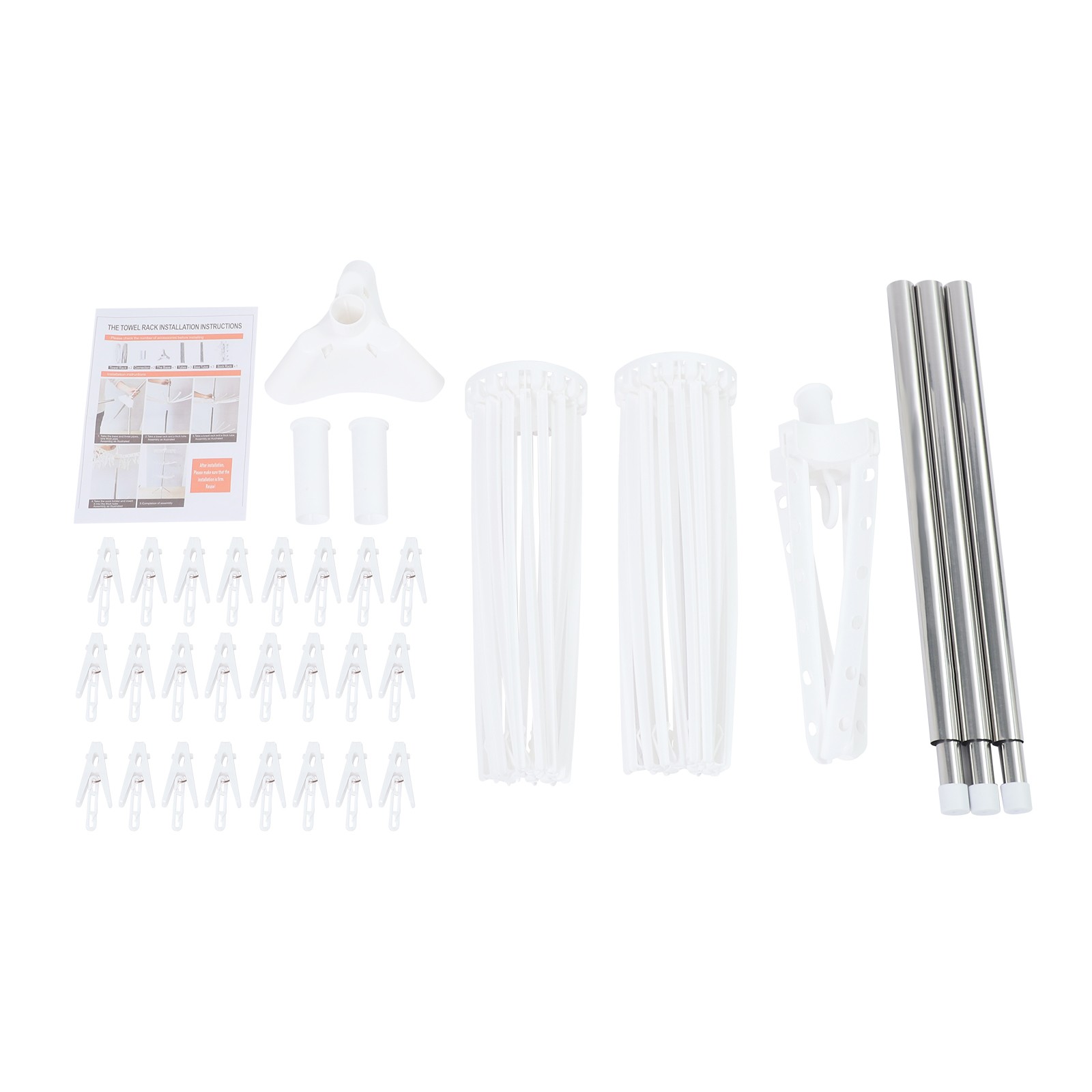 67″ 3-Tier Clothes Drying Rack With 24* Clips Floorstanding Laundry Drying Rack
