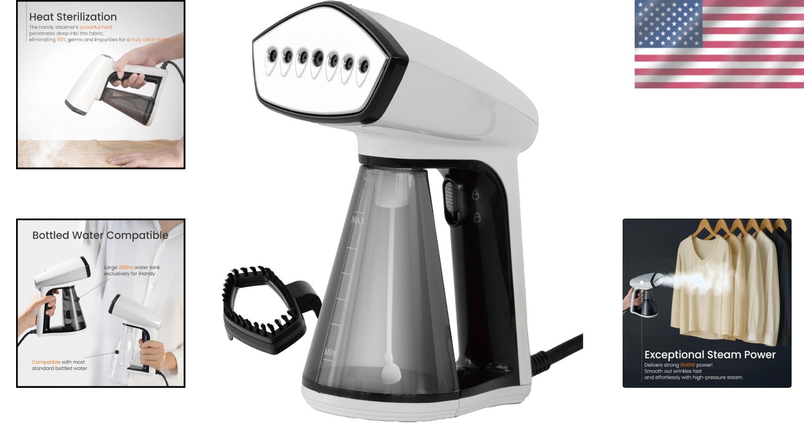 Compact Travel Steamer with 280ml Reservoir – Turbo Steam for All Fabrics