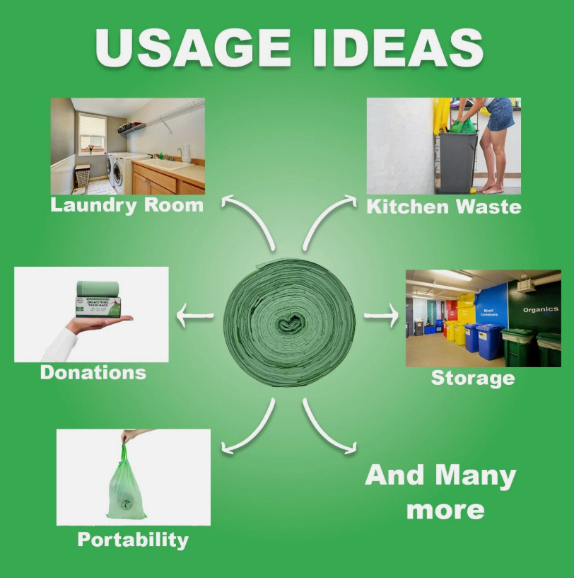 Trash Bags with Drawstring 100% Compostable Durable Garbage Bags 3,8,13 & 30 Gal