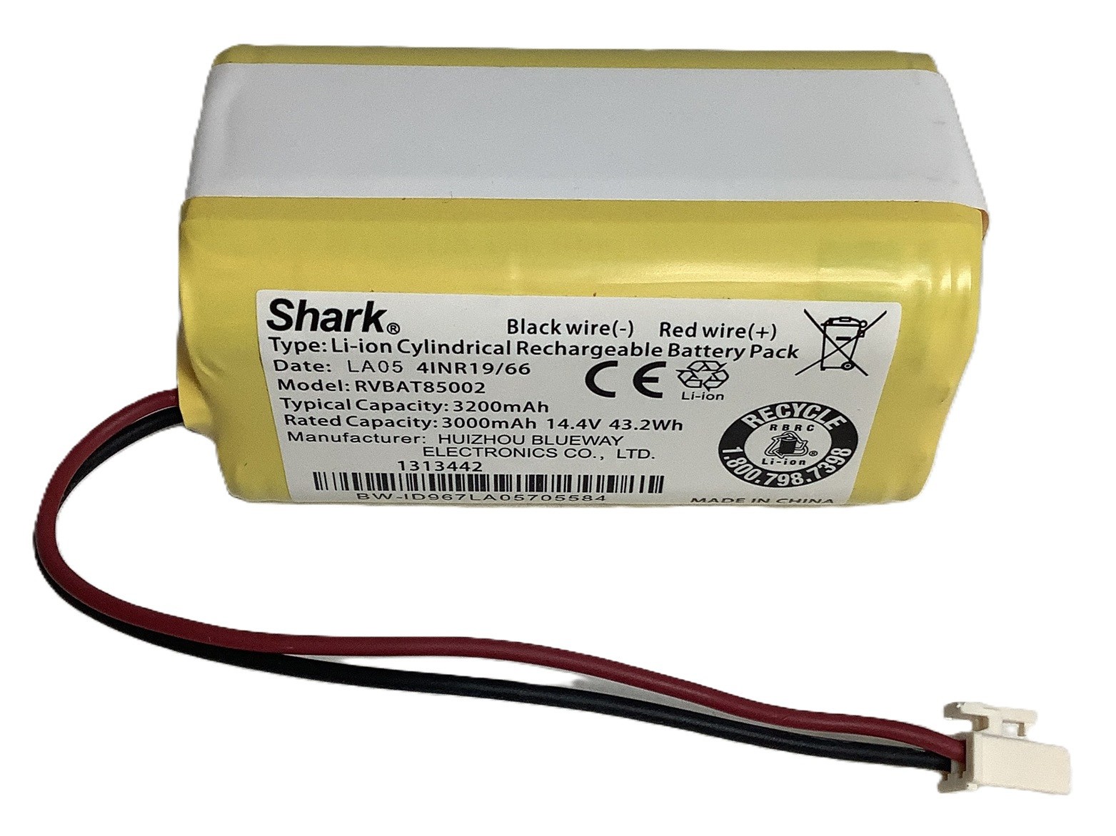 Genuine Shark 14.8V 3200mAh Li-ion Battery RVBAT85002 for R85 RV850 R87 RV871