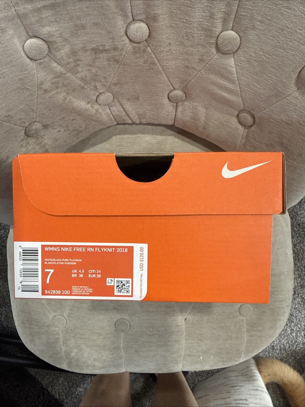 Nike Empty Shoe Replacement Box 11.5 X 7.5”x 4” Orange White Swoosh