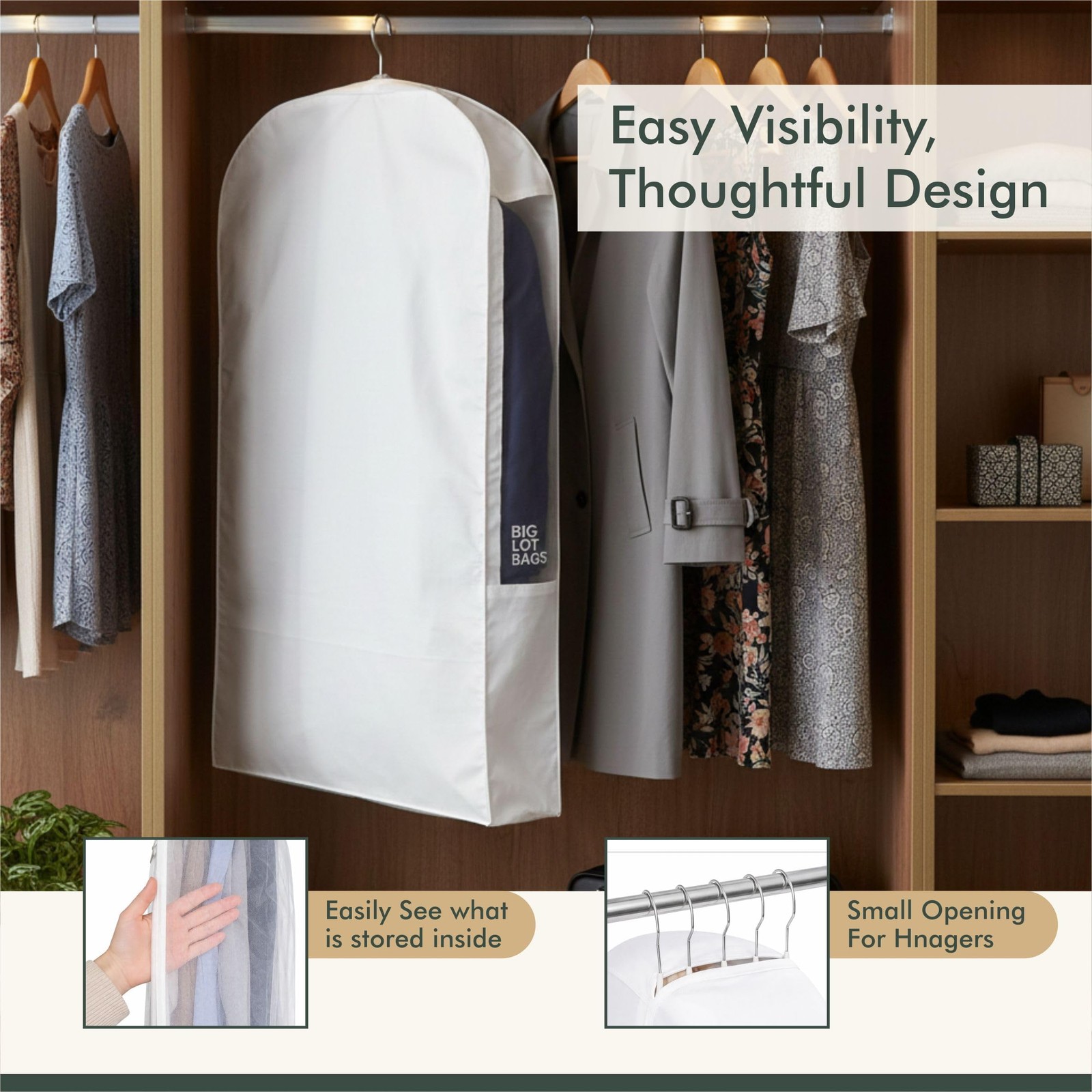 Premium Garment Bag for Hanging Clothes – Breathable Cotton Suit Bag for Clos…