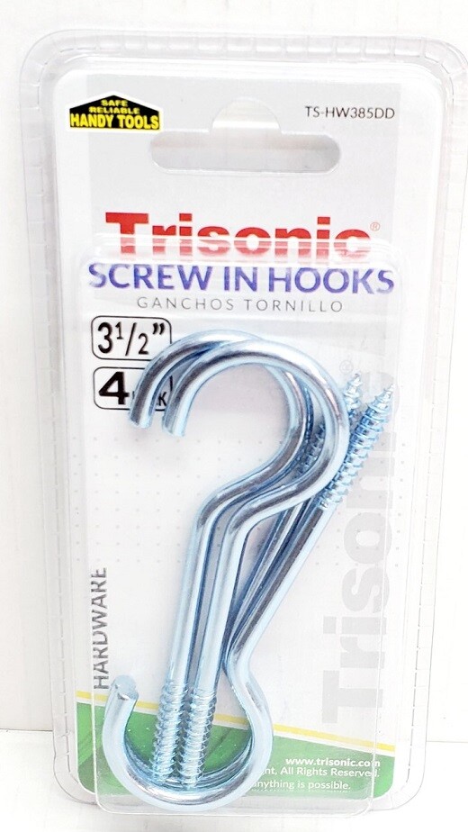 Utility Hooks 3-1/2″ Large Screw Eye Steel Ceiling Hang Frames Gate 4 Pack New