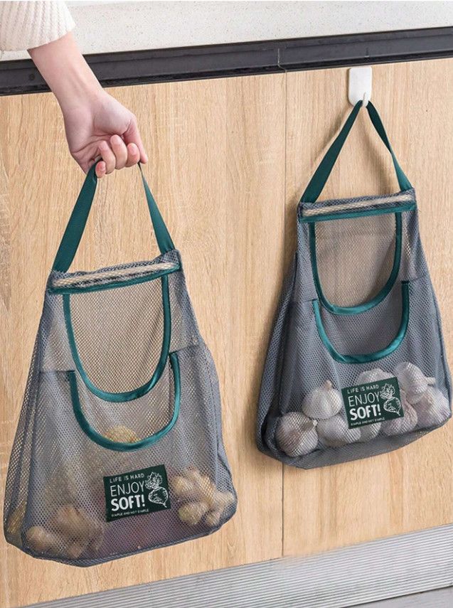 1pc Double-Layer Mesh Hanging Bag – Reusable Storage for Fruits & Vegetables-NEW