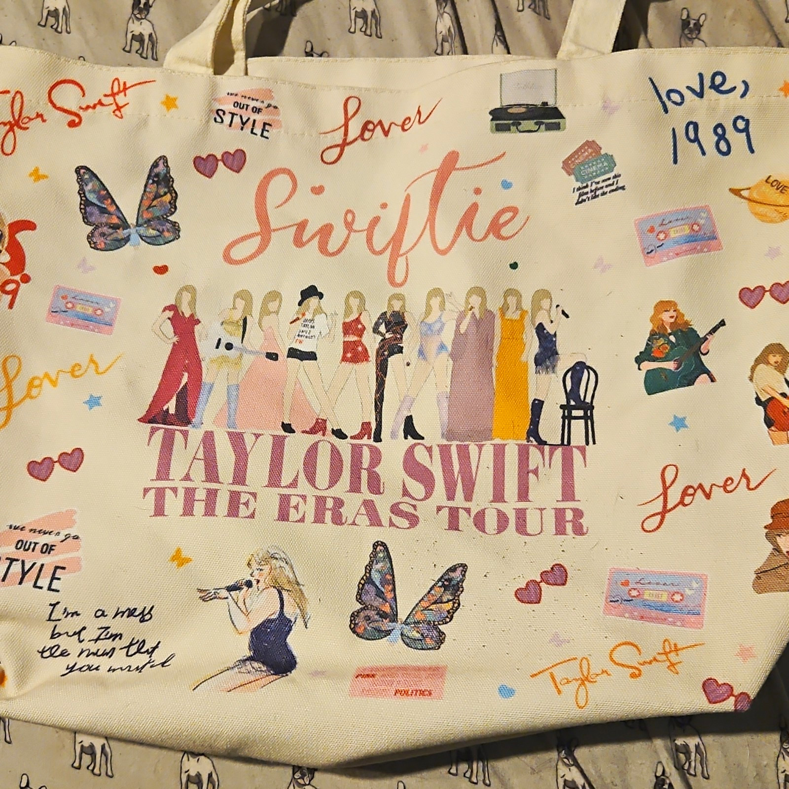 Taylor Swift Eras Tour “Swiftie” Lover Reusable Tote Bag 14x12x14 Beige