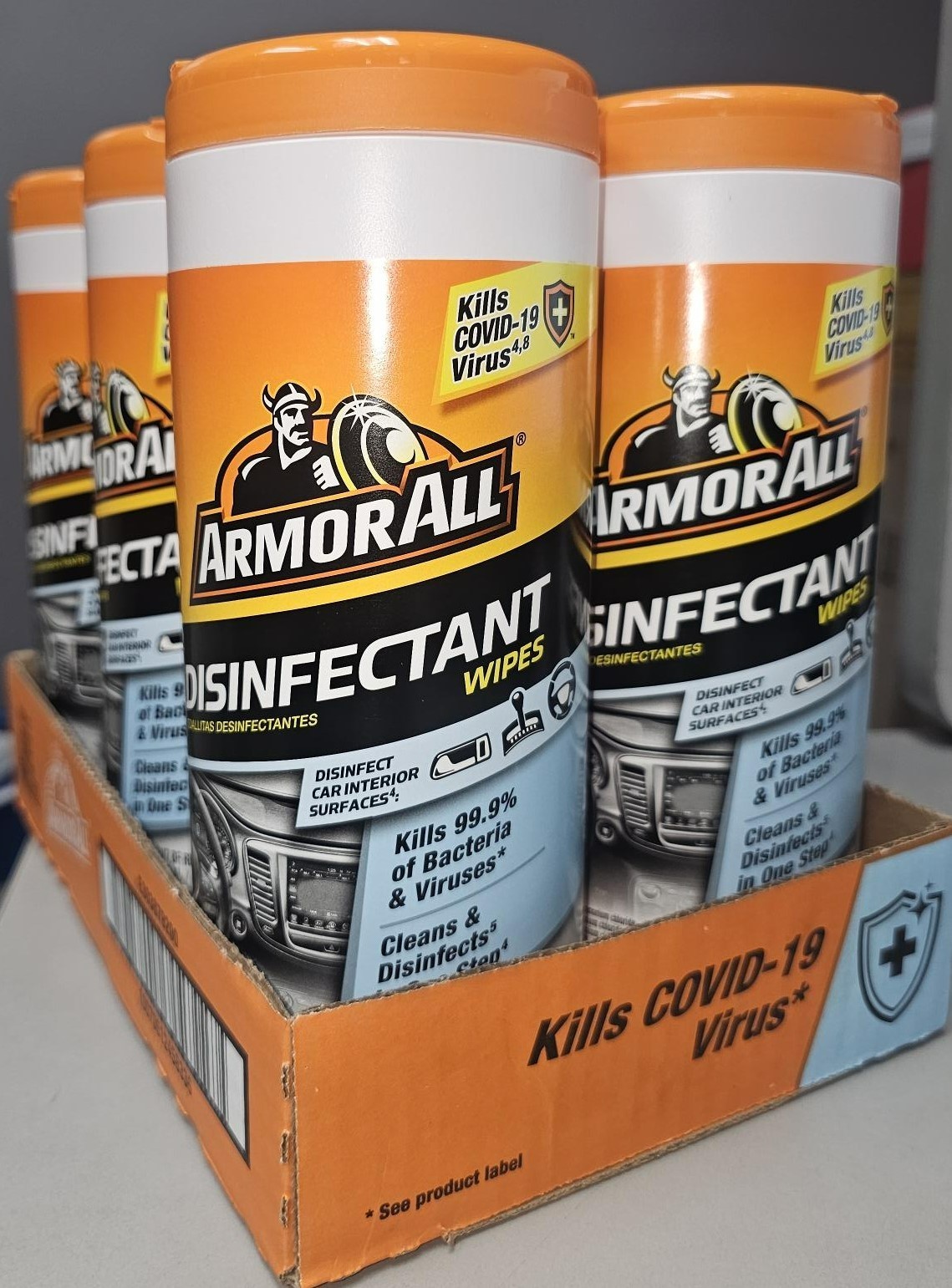 6X ARMOR ALL Car Interior surface Disinfectant Wipes – 30 Count Canister/each